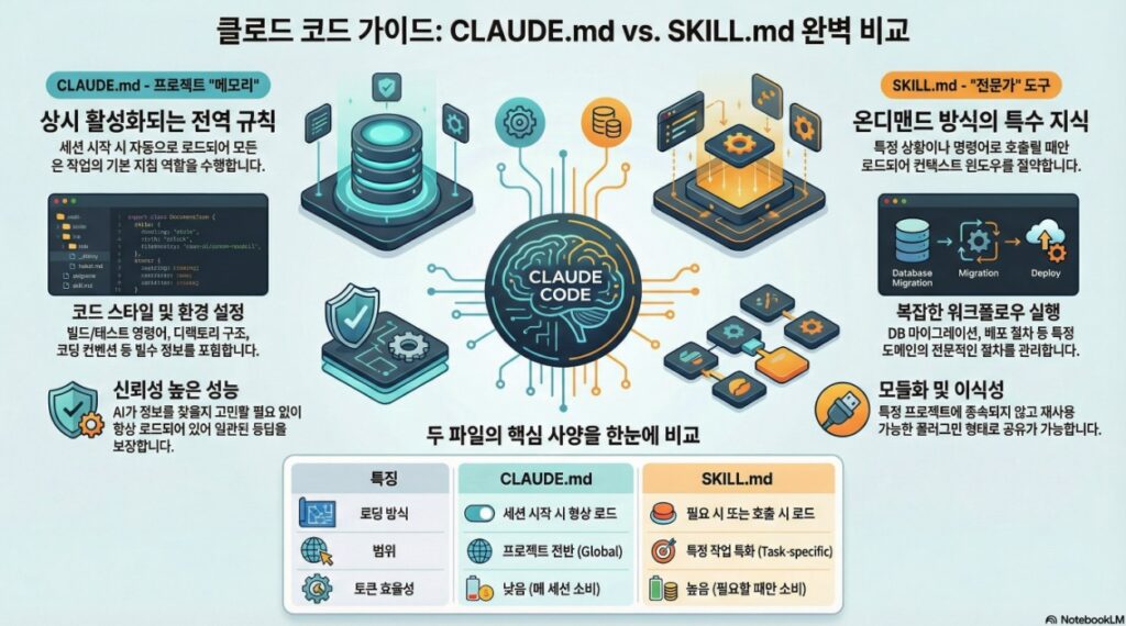 claude.md vs. skill.md - infographic by NextPlatform