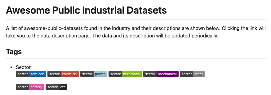 Awesome Public Industrial Datasets GitHub Repo